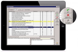 Labelwin Kundendienst-Checkliste im Tablet